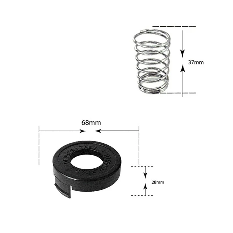 4 kapturki szpuli + 4 sprężyny do kosiarki Black & Decker ST1000 / ST3000 / ST4000 / ST4500, 682378-02