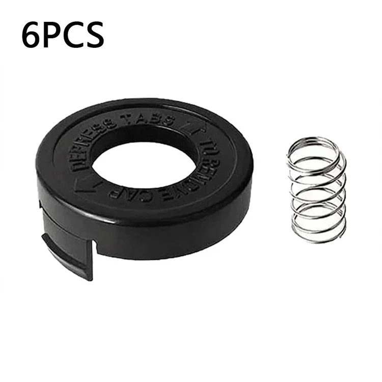6 Spool Cap + 6 Spring per Black & Decker ST1000 / ST3000 / ST4000 / ST4500 Lawn Mower, 682378-02