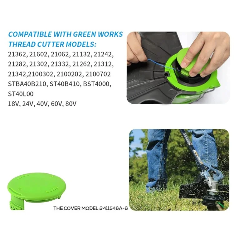 1Pc Cortadora de Césped Spool Cap para Greenworks BST4000 / ST40L00 / 2100702 Pieza de Repuesto, 3411546A-6