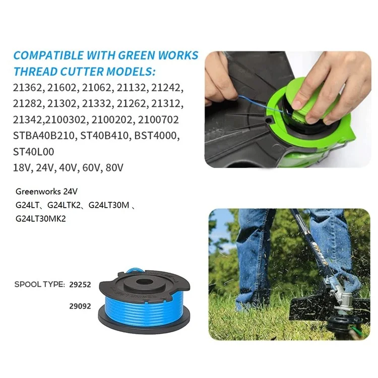 2Pcs Lawn Mower Line Spool for Greenworks BST4000  /  ST40L00  /  2100702 Replacement Part, 29252&29092