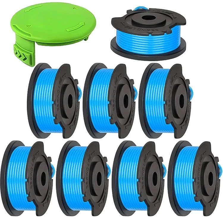 For Greenworks Lawn Mower 8 Line Spools + 1 Spool Cap, 29252 / 29092