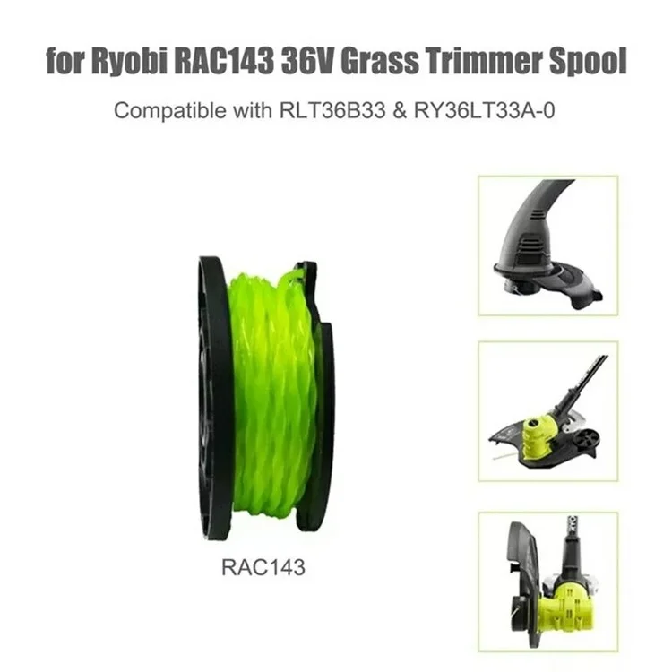 4Peças para Ryobi RLT36B33 / RY36LT33A-0 36V Grama Aparador Linha Bobinas Cortador de Grama Nylon Rope Bobina, RAC143
