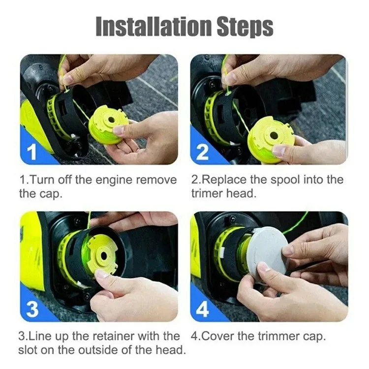 4Peças para Ryobi RLT36B33 / RY36LT33A-0 36V Grama Aparador Linha Bobinas Cortador de Grama Nylon Rope Bobina, RAC143