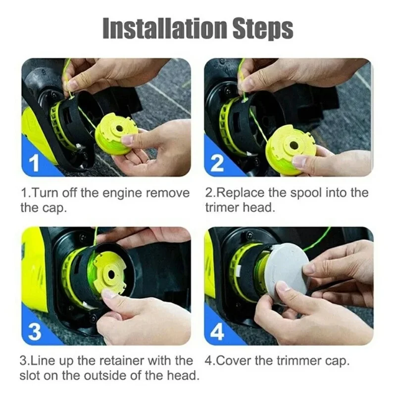 6Pcs Remplacement Ligne Bobine pour Ryobi RLT36B33 / RY36LT33A-0 36V Tondeuse à Gazon Fil Bobine, RAC143