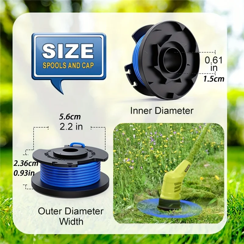 8 stuks vervangende draadhaspel voor Ryobi 18V / 24V / 40V grasmaaier lijnspoelen, AC14RL3A