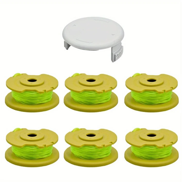 Für Ryobi One+ 18V 24V 40V Rasenmäher 6-Leitungs-Spule + 1 Spulenkappe, AC80RL3+AC14HCA
