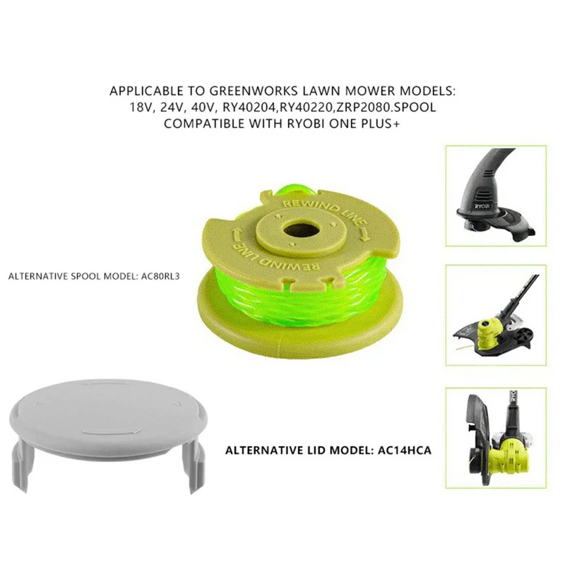 6 Pieces Spool Caps for Ryobi Lawn Mower Wire Reel Covers Lids Replacement AC14HCA