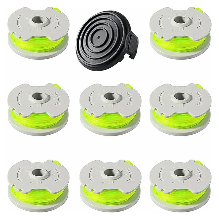 8Pcs WA0014 Line Spool + 1Pc WA0037 Spool Cap Set para Cortadores de Grama Worx WG190 / WG191 / WG168 / WG184