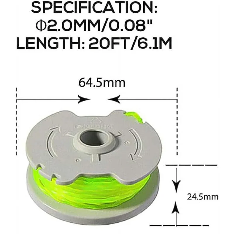 6Pcs WA0014 Line Spools + 1Pc WA0037 Spool Cap Replacement Set for Worx WG168 / WG184 / WG190 / WG191