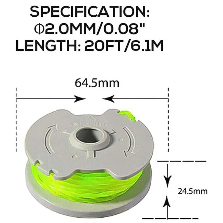 4PCS Para Rolos de Fio de Nylon Resistente à Ruptura da Worx Lawn Mower WA0014