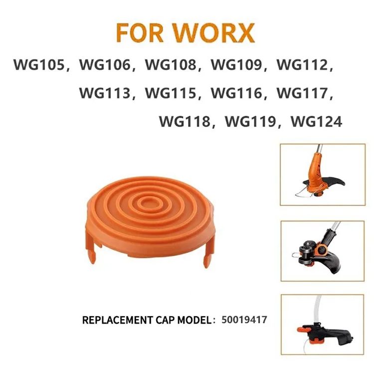 3PCS Pour Worx Tondeuse à Gazon Couvercle de Bobine Capuchon 50019417 Bobine de Fil Capuchon ABS