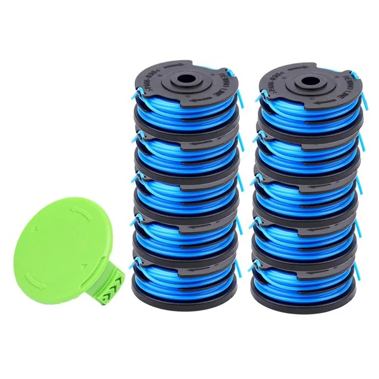 For Greenworks 2101602 / 2101602A Lawn Mower 2900719 10Pcs Line Spools with 1Pc Spool Cap