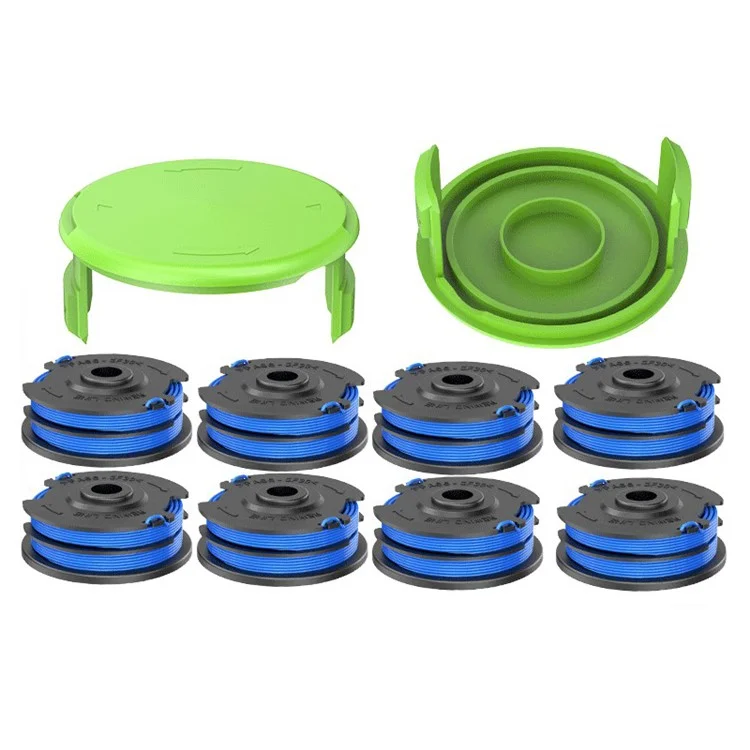 8 Spools + 2 Spool Caps for Greenworks Lawn Mower Replacement Parts, 29082 / 29242