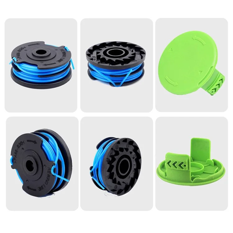 8 Spools + 2 Spool Caps for Greenworks Lawn Mower Replacement Parts, 29082 / 29242