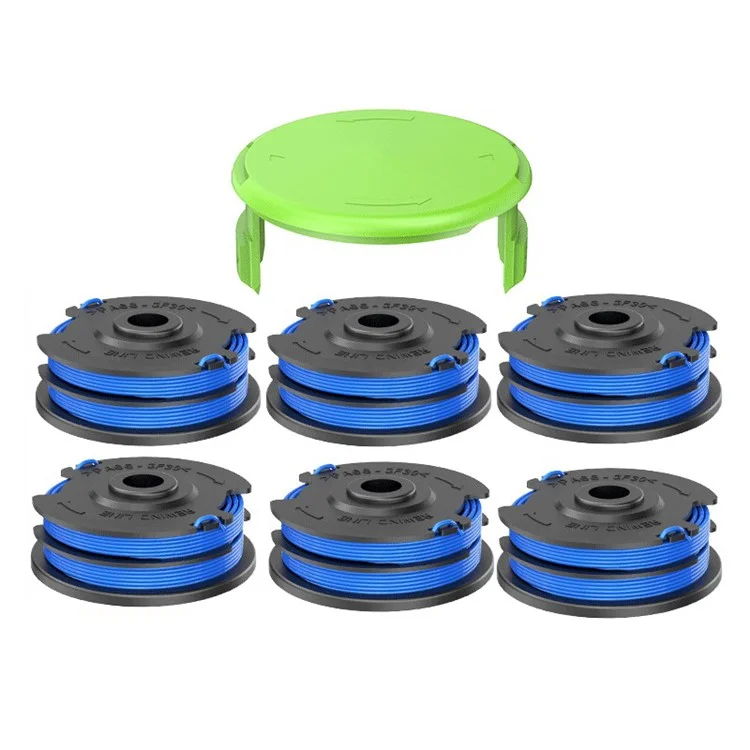 Für Greenworks Rasenmäher 6 Nylon Seilstrang Spule + 1 Spulenkappen-Set, 29082 / 29242