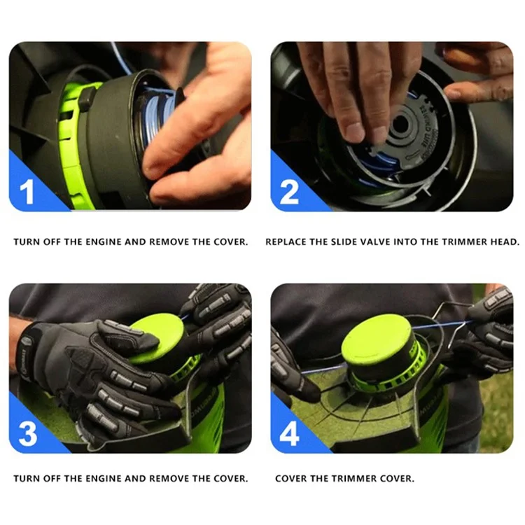 Für Greenworks Rasenmäher 6 Nylon Seilstrang Spule + 1 Spulenkappen-Set, 29082 / 29242