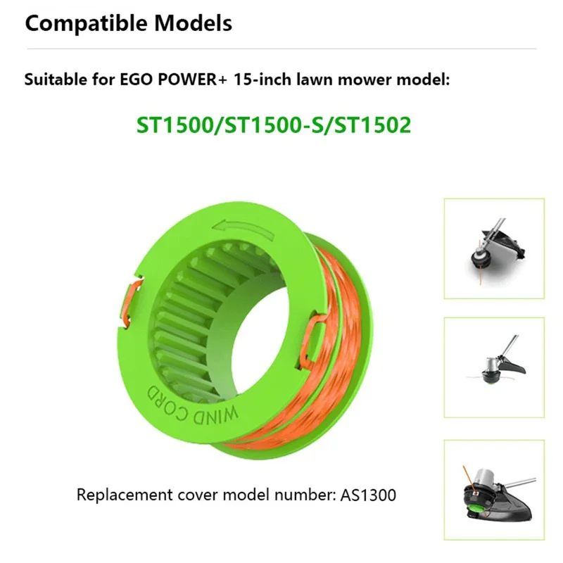 10Pcs 15ft  /  4.6m Line Spools for EGO POWER+ 15-inch Lawn Mower ST1500  /  ST1500-S  /  ST1502, AS1300