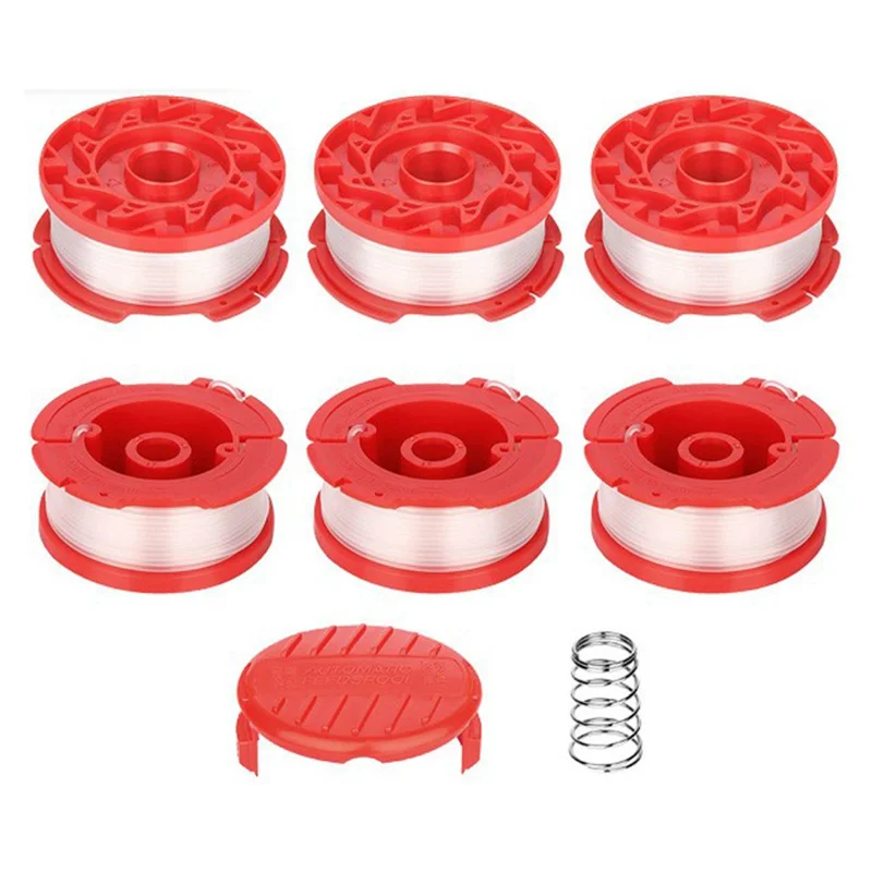 For Craftsman CMCST900 / CMCST915 Lawn Mower 6 Line Spools + Spool Cap + Spring Set, CMZST065