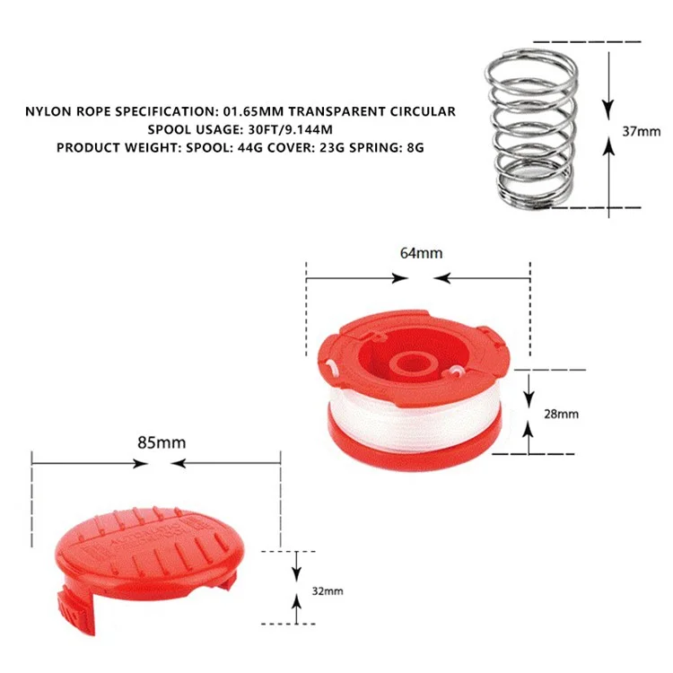 Para Craftsman CMCST900 / CMCST915 Cortadora de Césped 10 Carretes de Línea + Tapa de Carrete + Juego de Resortes, CMZST065