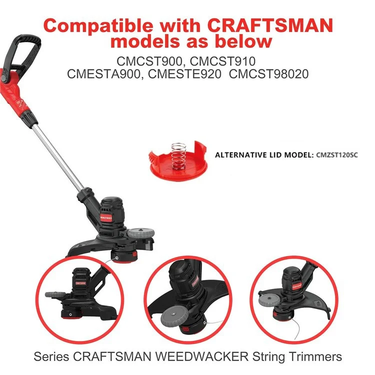 Para Craftsman 4 Tampas de Bobina ABS + 4 Molas de Metal Peças de Reposição para Cortador de Grama, CMZST120SC