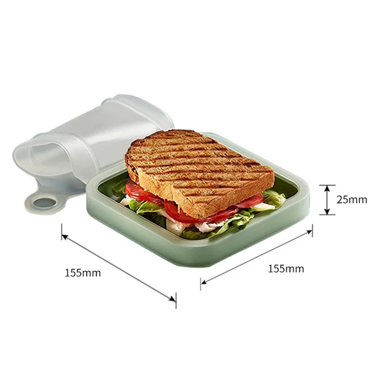 Portable Sandwich Toast Box Silicone + PP Food Container Kinder Mittagessen Bento Box (BPA Kostenlos, Keine FDA)