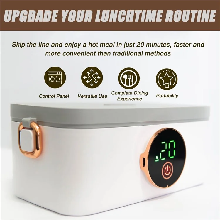 45W Kabelloser beheizter Lunchbox mit 16.000 mAh Akku und 6-stufiger verstellbarer Heizung