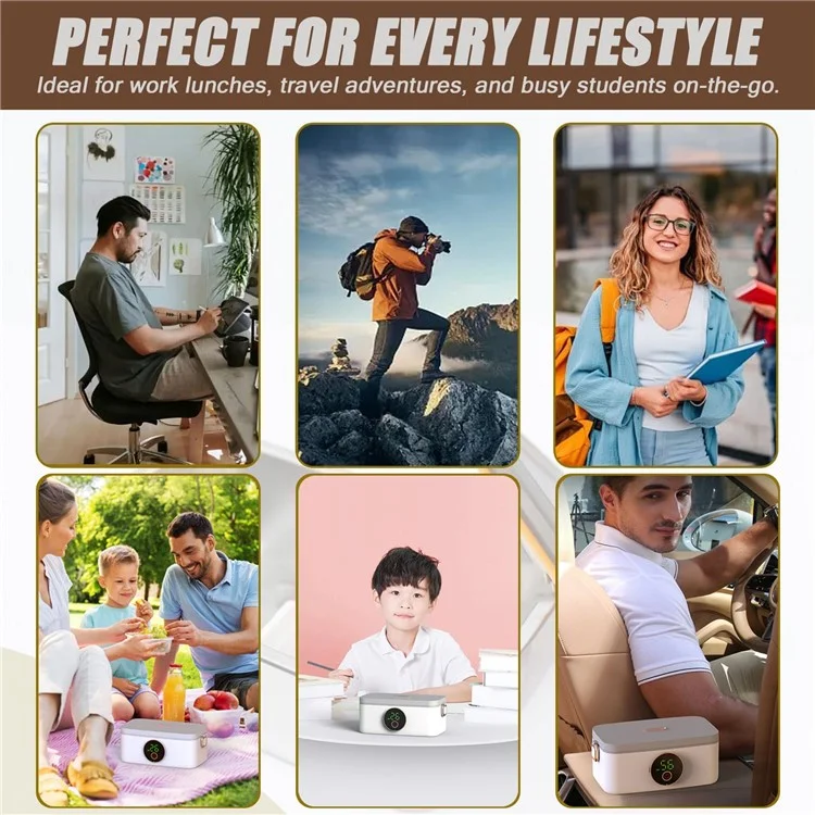 45W Kabelloser beheizter Lunchbox mit 16.000 mAh Akku und 6-stufiger verstellbarer Heizung