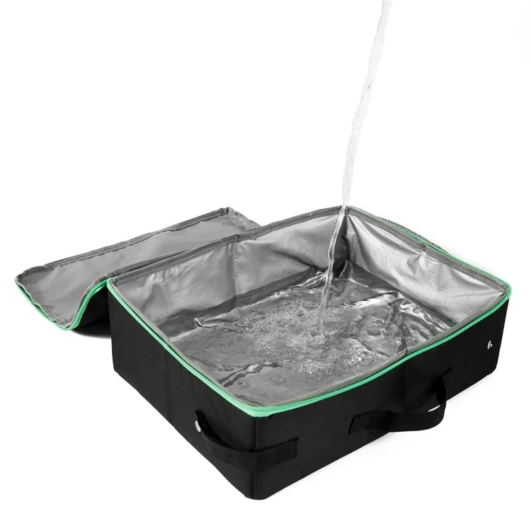 QS-115 Folding Cat Litter Box Portable Oxford Cloth Travel Feces Box Waterproof Mobile Cat Toilet - Black