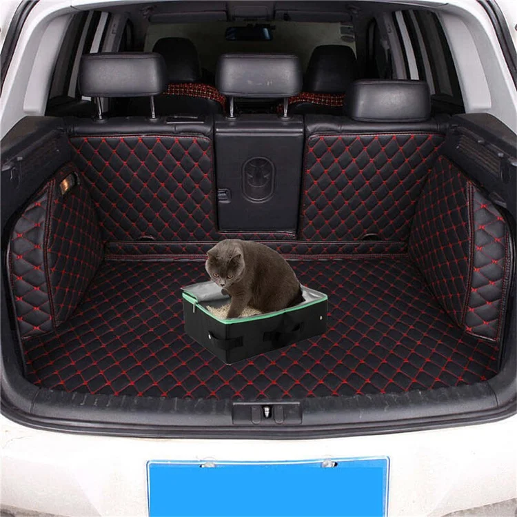 QS-115 Folding Cat Litter Box Portable Oxford Cloth Travel Feces Box Waterproof Mobile Cat Toilet - Black