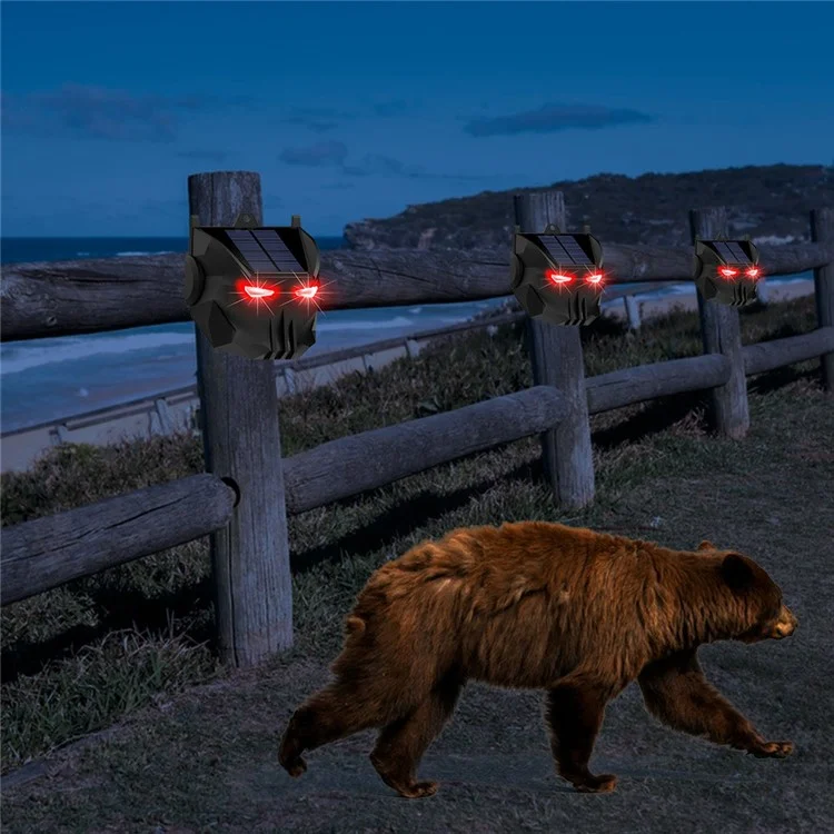 Lampe répulsive solaire pour animaux N911X, lot de 2, sécurité extérieure avec LED rouge clignotante, dispositif anti-prédateurs.