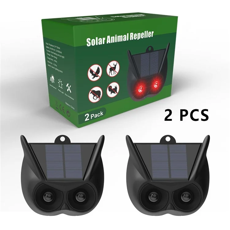 Lampes d'effarouchement à LED rouges clignotantes alimentées par l'énergie solaire, 2 pièces, pour oiseaux et animaux