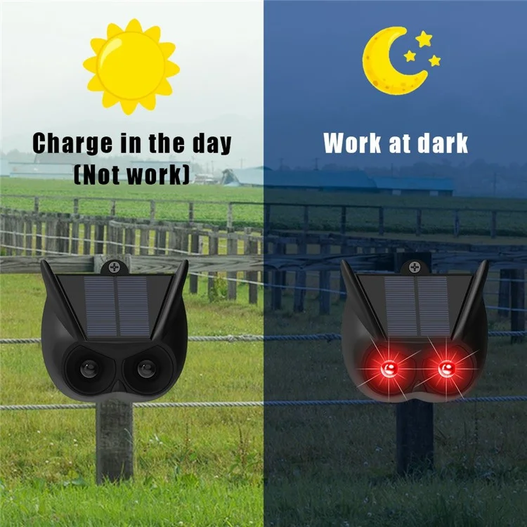 Lampes d'effarouchement à LED rouges clignotantes alimentées par l'énergie solaire, 2 pièces, pour oiseaux et animaux