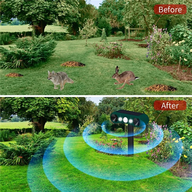 Répulsif solaire N911W à ultrasons pour jardin et ferme, capteur de mouvement à détection infrarouge