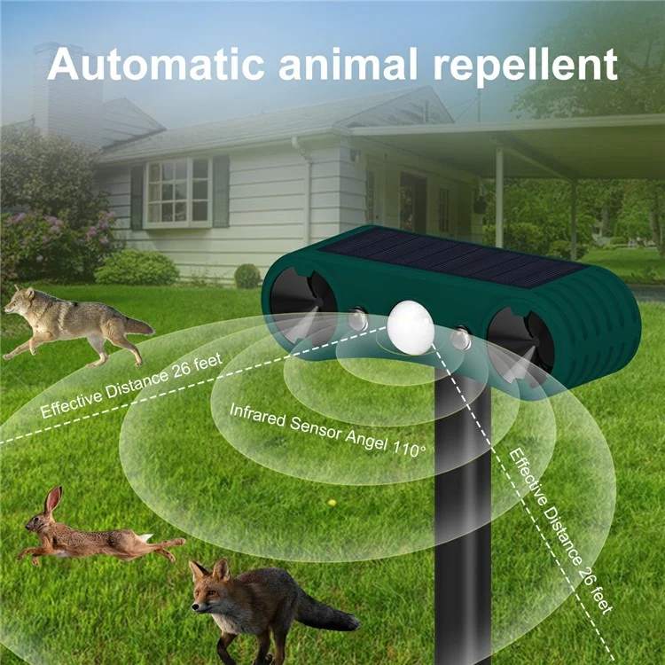 Répulsif solaire N911W à ultrasons pour jardin et ferme, capteur de mouvement à détection infrarouge