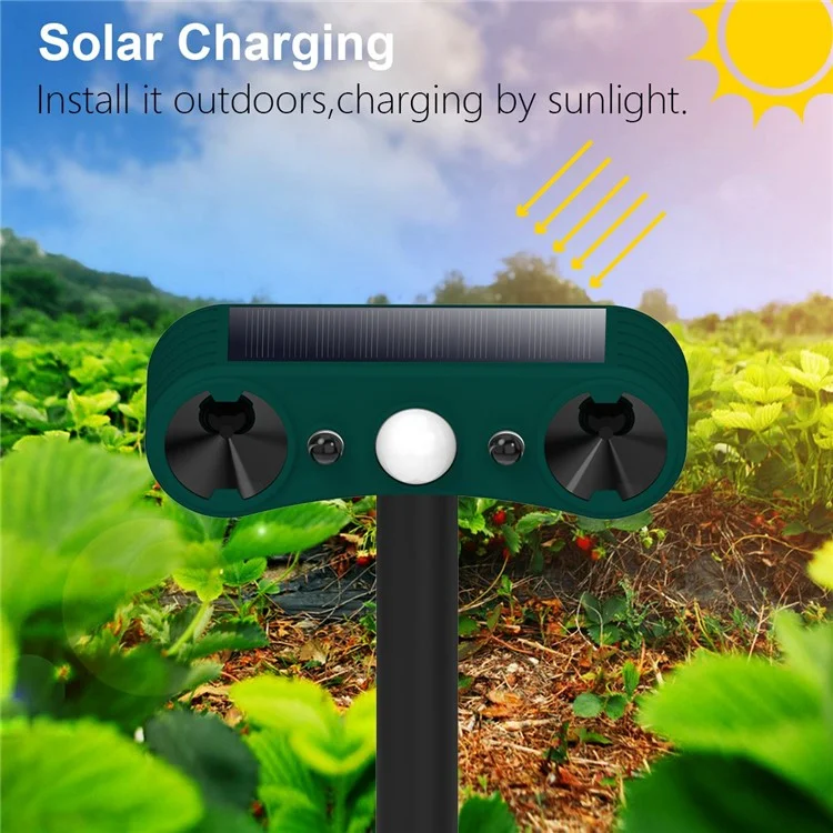 Répulsif solaire N911W à ultrasons pour jardin et ferme, capteur de mouvement à détection infrarouge