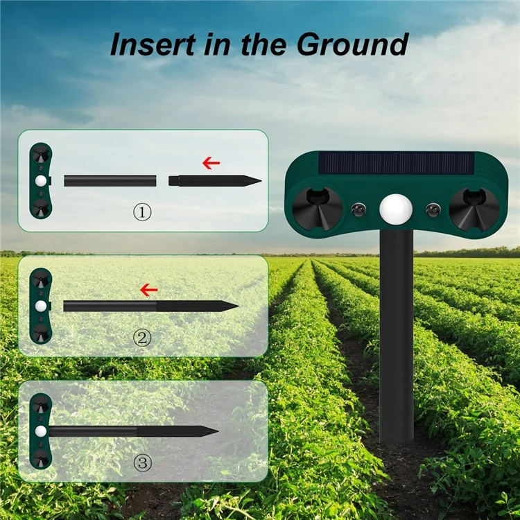 Répulsif solaire N911W à ultrasons pour jardin et ferme, capteur de mouvement à détection infrarouge