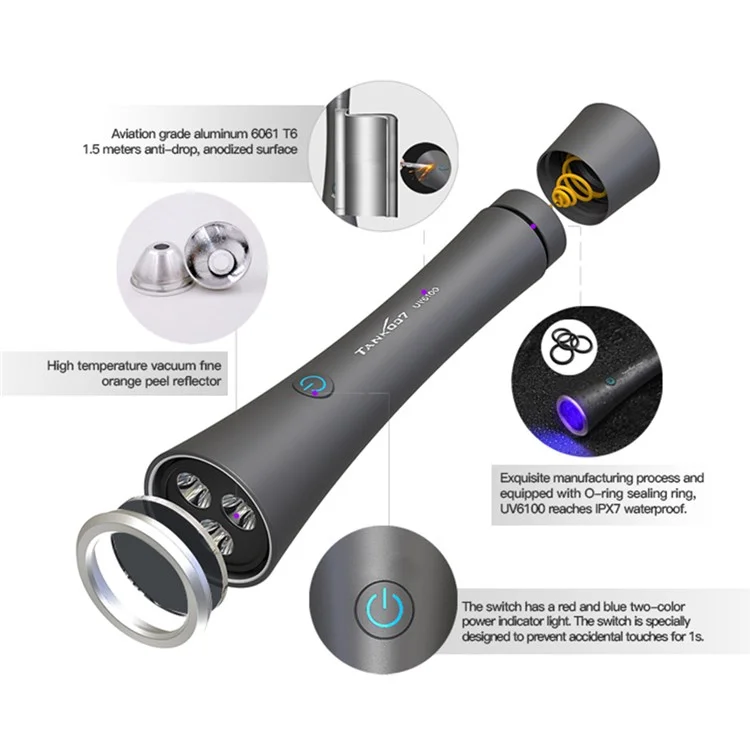 TANK007 UV6100 UV Flashlight for Sanitization Inspection Pet Stain Insect Detection Lamp - Green