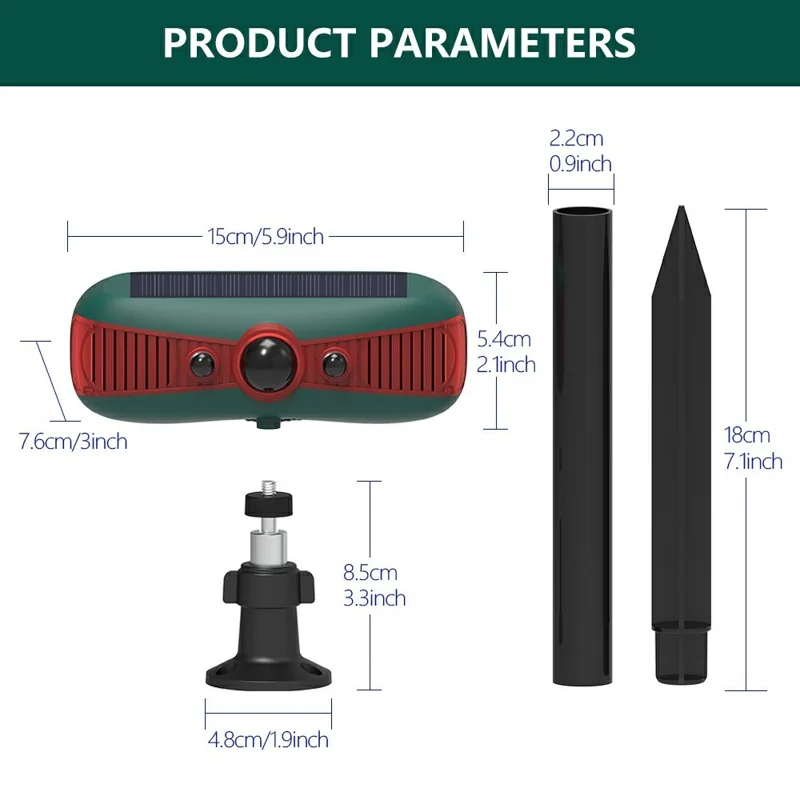 N911Y Solar Powered Alarm Infrared Motion Sensor Sound Light Warning High Frequency Ultrasonic Animal Voice Repellent