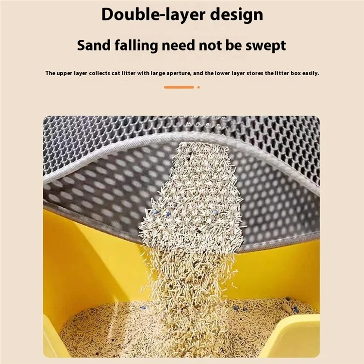 Tapis de litière pour chat à double couche de 45x30 cm, anti-éclaboussures et imperméable en EVA - Gris