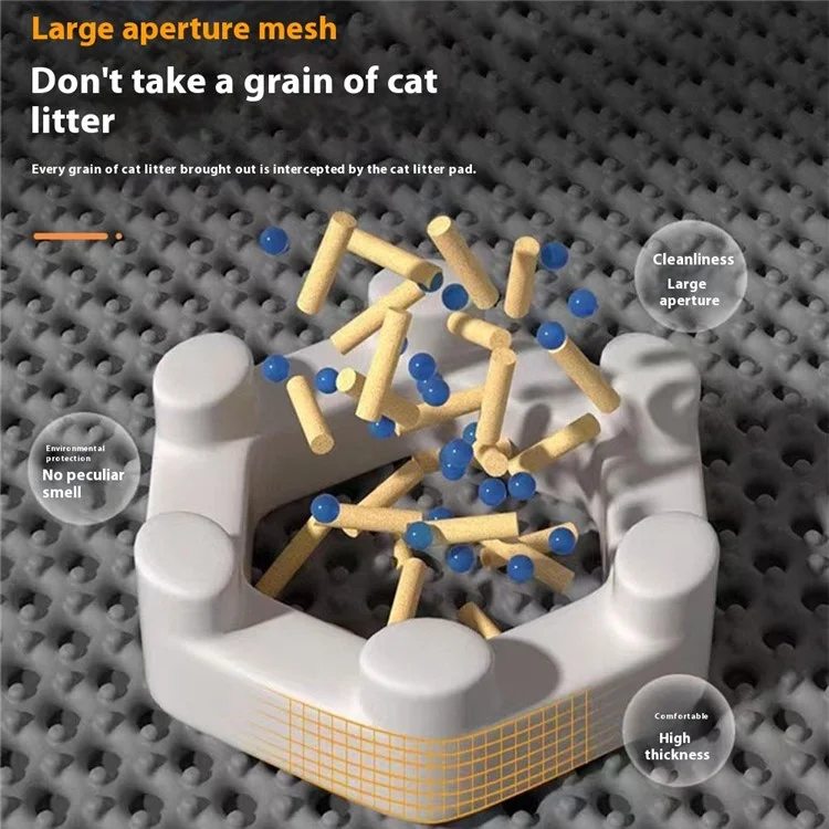 Tapis de litière pour chat à double couche de 45x30 cm, anti-éclaboussures et imperméable en EVA - Gris