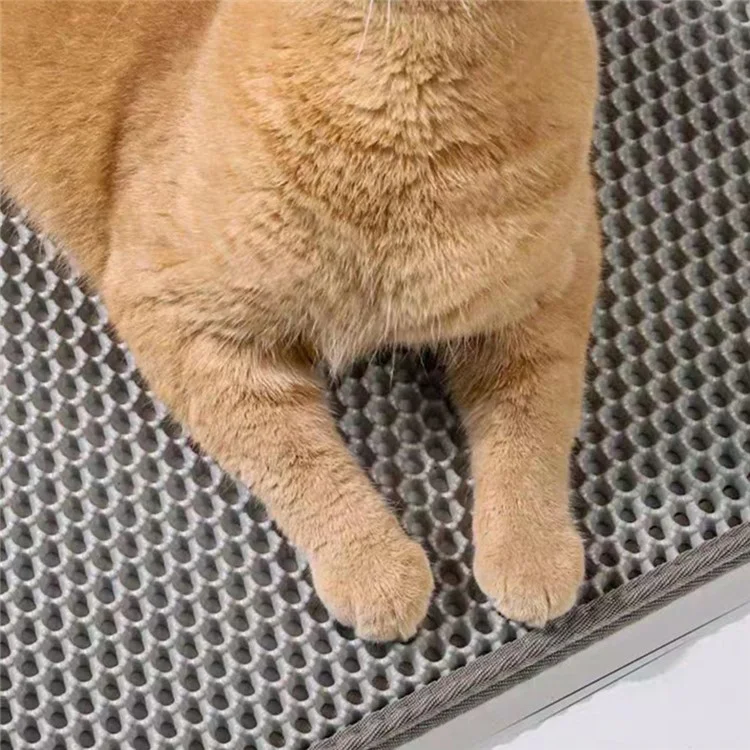 Tapis de litière pour chat à double couche de 45x30 cm, anti-éclaboussures et imperméable en EVA - Gris