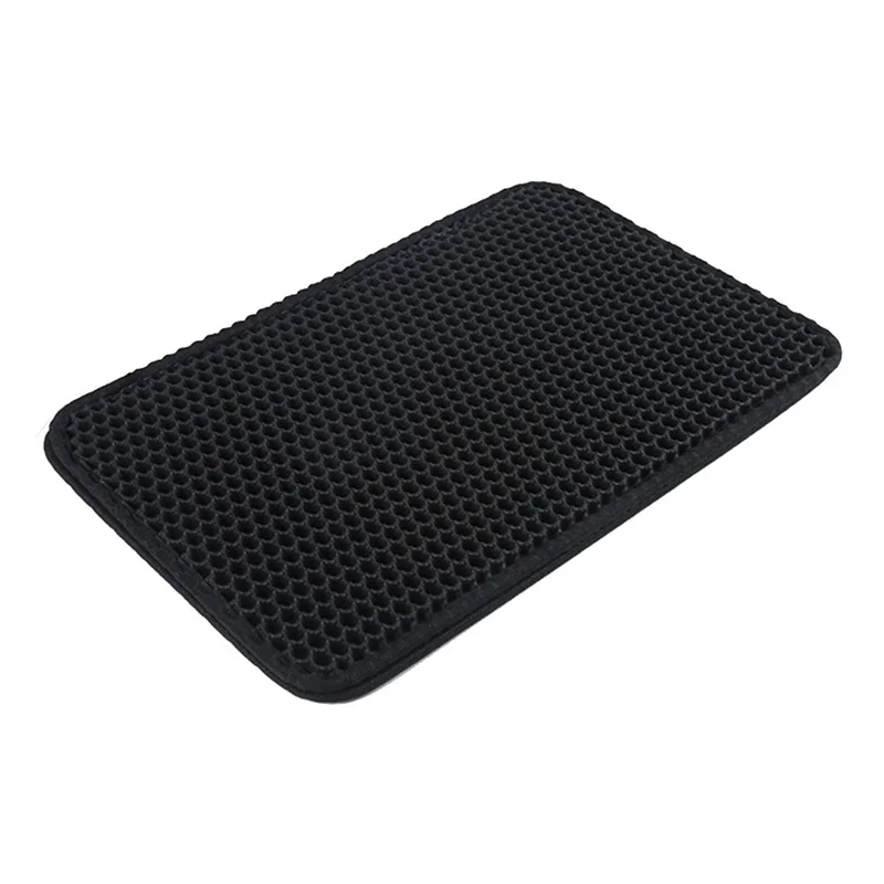 45x30cm Double Layer Pet Cat Litter Mat Anti Splash Waterproof EVA Pad - Black
