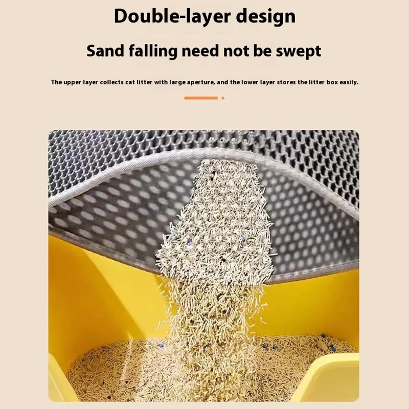 45x30cm Double Layer Pet Cat Litter Mat Anti Splash Waterproof EVA Pad - Black