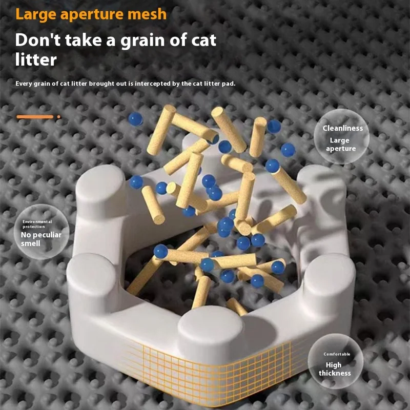 45x30cm Double Layer Pet Cat Litter Mat Anti Splash Waterproof EVA Pad - Black