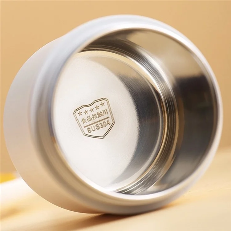 Fiambrera de acero inoxidable 304 de una sola capa, aislada, con contenedor de sopa portátil y cuchara (Sin FDA, libre de BPA) - Beige
