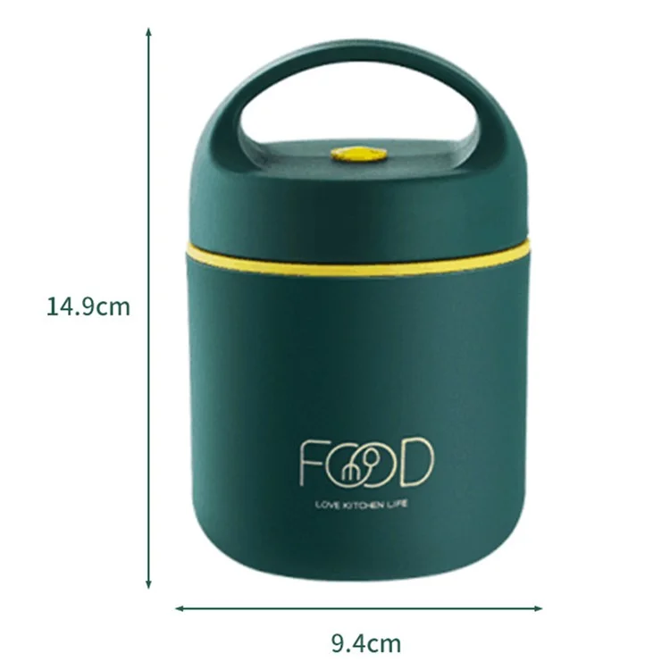 Fiambrera de acero inoxidable 304 de una sola capa, aislada, con contenedor de sopa portátil y cuchara (Sin FDA, libre de BPA) - Beige