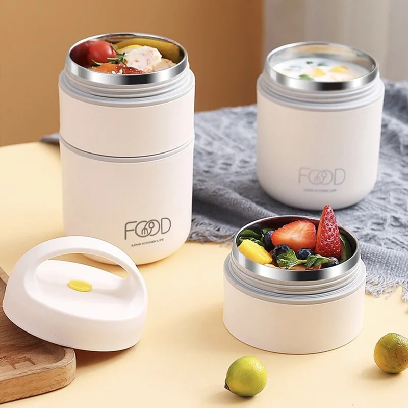 Portable Double Layer Lunch Box PP 304 Stainless Steel Insulated Food Container for Office Workers (BPA Free, No FDA) - Blackish Green