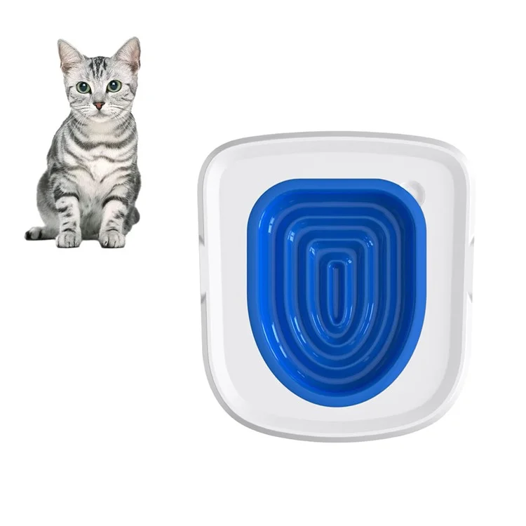 Deuxième génération Trousse d'entraînement pour chat en plastique Tapis à litière pour chat réutilisable Sans gâchis Entraîneur de toilette pour animaux de compagnie - Bleu