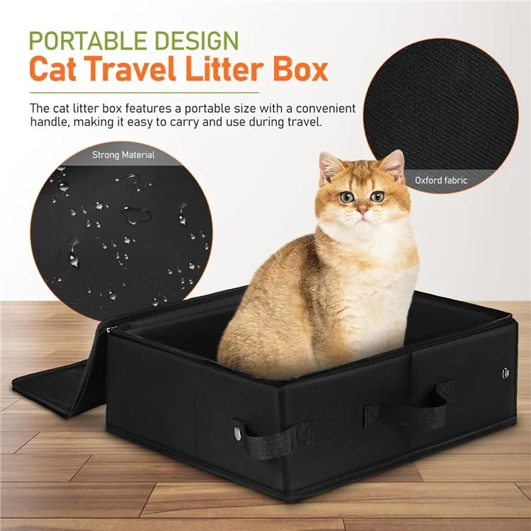Lettiera Portatile per Gatti da Viaggio con Coperchio Chiuso con Zip Impermeabile Pieghevole per Auto Senza Perdite