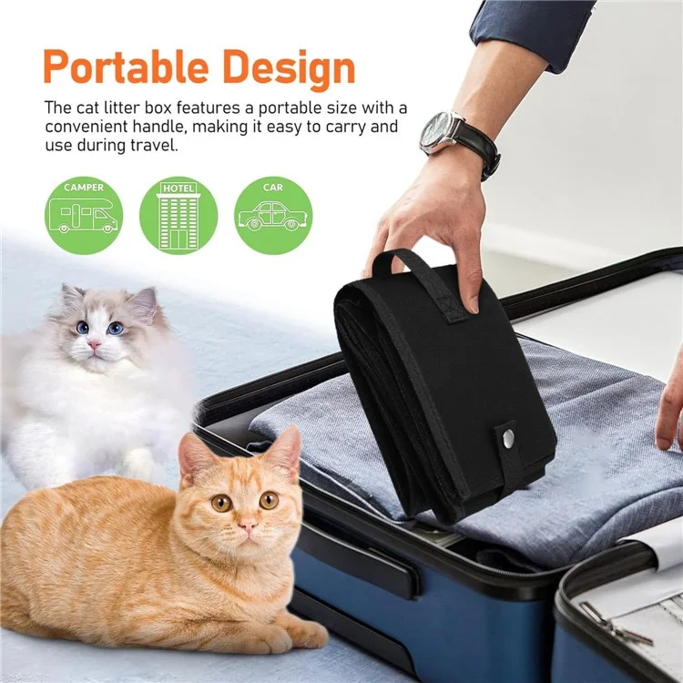 Lettiera Portatile per Gatti da Viaggio con Coperchio Chiuso con Zip Impermeabile Pieghevole per Auto Senza Perdite
